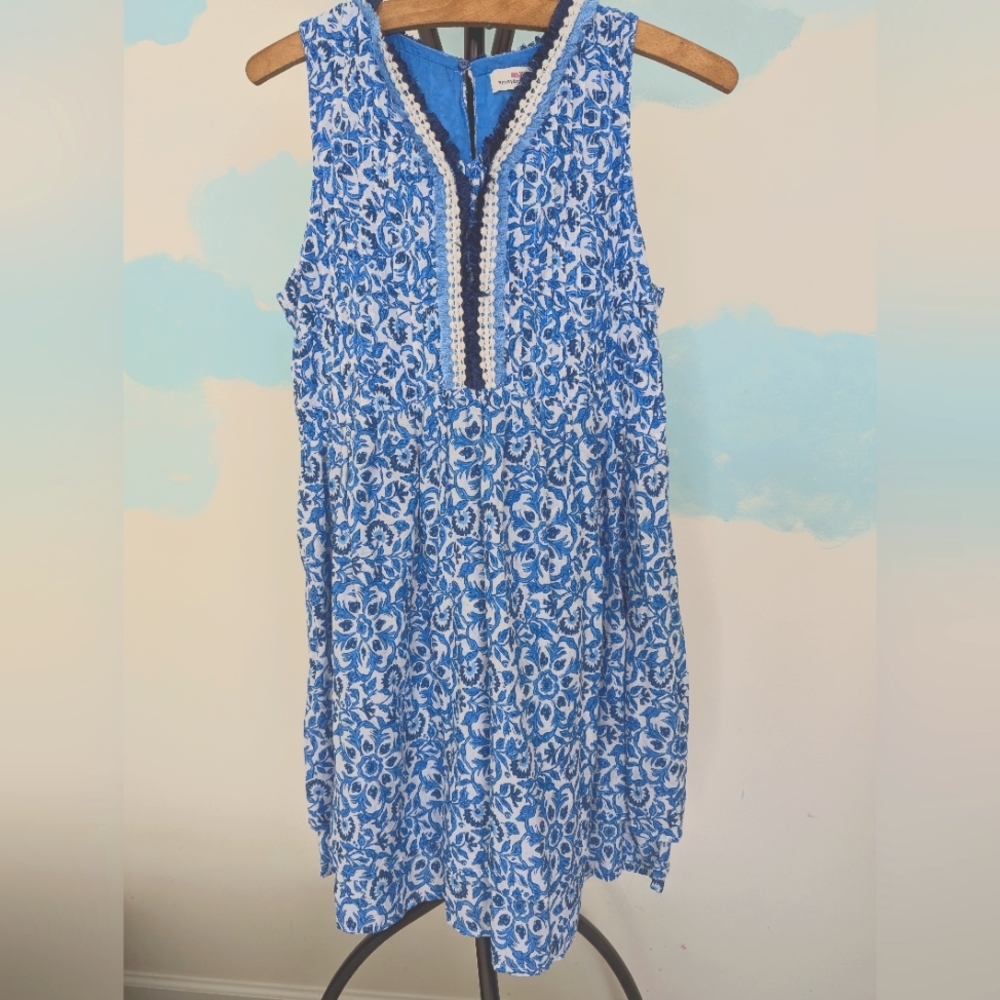 Vineyard Vines blue floral sleeveless dress - girls size XL